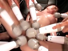 Tiny asianbabe climaxes with big vibrators