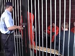 Prison cell gay group blowjob and anal