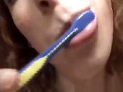 She brushes her cute hot ten masturbation with cum after a gangbang