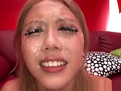 Arisa Takimoto hot Asian blonde in bukkake porn scene