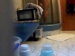 Filming my wifes sexy friend taking a shower in secret