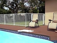 Poolside gets all steamed up by girlfriend who asks for it rough