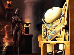 Anubis fucks a young tinny trannys slave in his temple