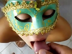 great fist tube drinking - Beautiful masked blonde swallows piss