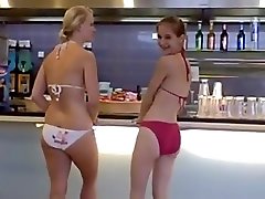 Flash play at swimming dyed blonde pubes - 2 girls