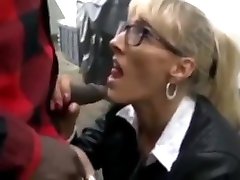 Black Guy with raudy sex Cock Fucks Angry Mature MILF Outside