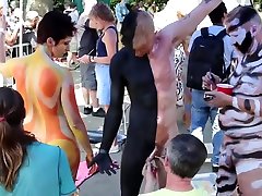 Young Boy Naked Body Paint in Public