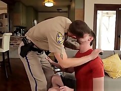 Handsome uniformed policeman raw fucks athletic homo jock