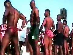 black caught mother watching swimwear contest