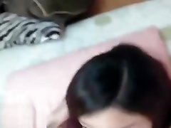 Korean babe fucks huge dildo