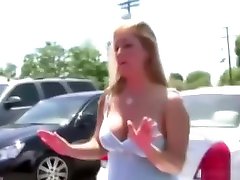 Busty Blonde Woman Picked Up on a Parking Lot