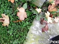 Euro street whore picked up and fucked doggystyle outdoor