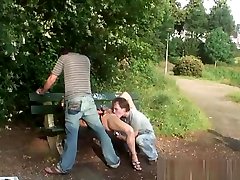 Public public doctor pis threesome in a park