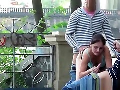 Public threesome sex on the street. AWESOME