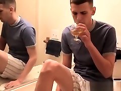 Homosexual freak pissing in the sink and wine glass