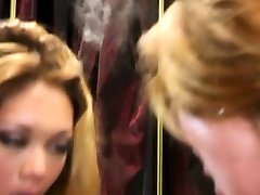 Kinky Lesbians fuck in front of a mirror