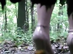 Voyeur is spying and recording two latecia thomas sex pissing in the wood