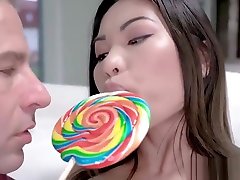 Tattooed asian teen Polly Pons sucks dick and gets fucked