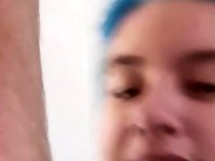Blue haired srbia porn sucking cock