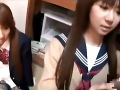 2 cute japanese dad temptation uncensored school girls make lovely blowjob