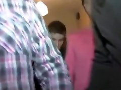 Boyfriend watching his girlfriend enjoying rough gangbang