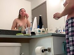 Hidden cam - college athlete after shower with big ass and black dildo up pussy!!