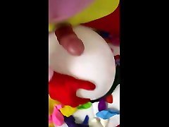 cumming on big white balloon