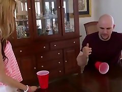 Beauteous platinum teen perfroming in amazing sex action ending with a huge cumshot