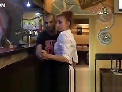 Sexy waitress fucks hard with horny customer