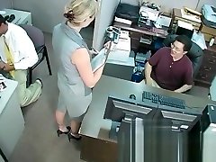 Bossy blonde office bitch dominates and humiliates workers