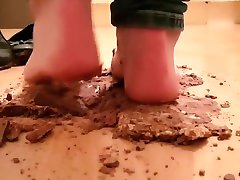 Crushing Chocolate Bars In My Well Worn Ballet Pumps Bare Foot