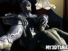 3D cartoon Catwoman sucks on Batmans rock hard cock