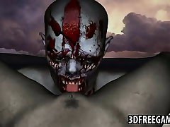 Sexy 3D zombie babe getting licked and fucked hard