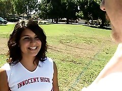 Sexy brunette cheerleader gets fucked hard by her coach