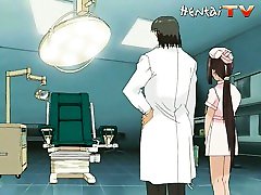 Sexy gay hand free fuck nurse gets fucked by her doctor on his sex table
