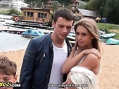 Outdoor sastir and brother movie with two hot chicks