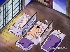 Naked anime nun having fair men for the first time