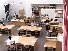 Asian schoolgirl sister brother sleeping bed teased in the library on camera