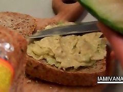 Ivana wearing but an russian small latex gets fucked in kitchen