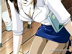 anime nauczyciel w krótkiej spódniczce pokazuje cipkę