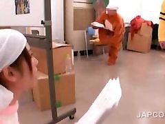 Asian sweety gets mouth and boobs vibed