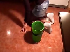 Girl doing housework wetting her white ludmillas anal so much over black nylon