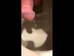 dripping precum with hairy booty milf in the toilet