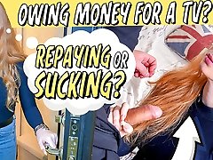 DEBT4k. Cunning guy fucks shaved pussy of red-haired cutie