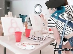 Male model fucks magda dominica twins painters on private art class