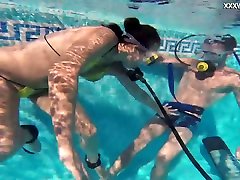 Wondrous chick named Lizzy is kinky scuba diver riding dick underwater