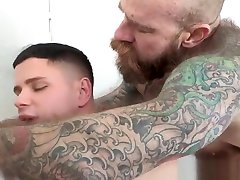 Tattoo Stepdad With Big Dick Barebacks Twink After Workout