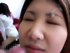 japanese girl takes a good facial