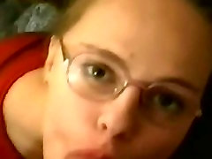 nerdy girl bj get huge facial over glasses