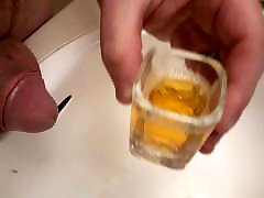 Pissing in sink and shot glass